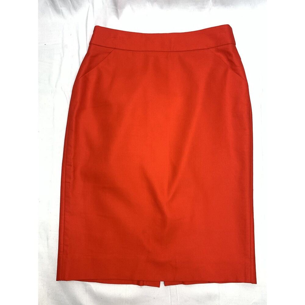 J Crew The Pencil Skirt Red Cotton Pocket Straight One Length Skirt Sz 10